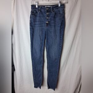 Kancan High Rise Blue Button Fly Jeans Size 26